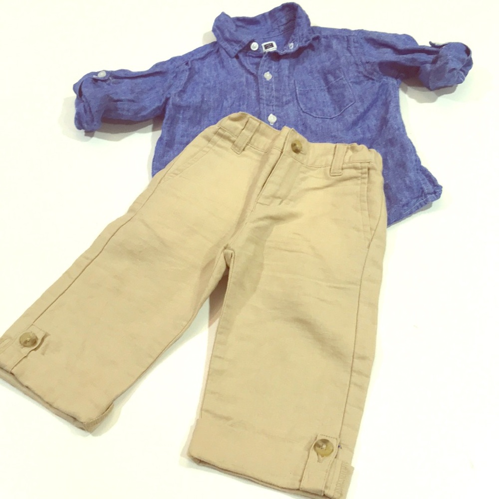 Cute Janie and Jack linen set . 18-24M.